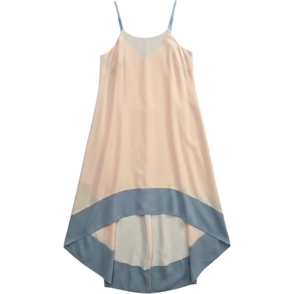 The Limited High Low Slip Dress Large Peach Blue Colorblock Hem Romantic Summer